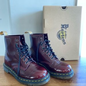 Dr Martens Vegan Lace Up Boots Cherry Red